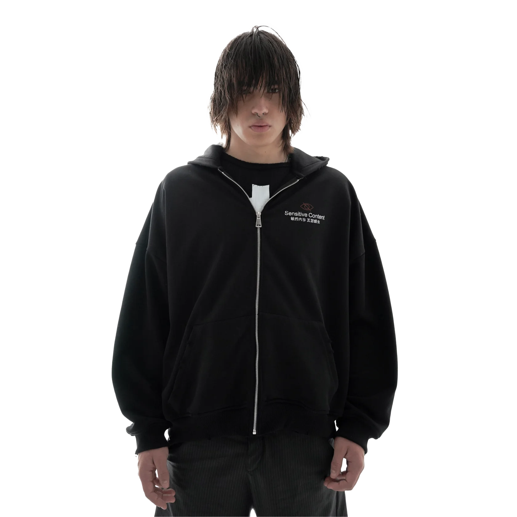 SENSITIVE ZIP-HOODIE BLACK — фото 3