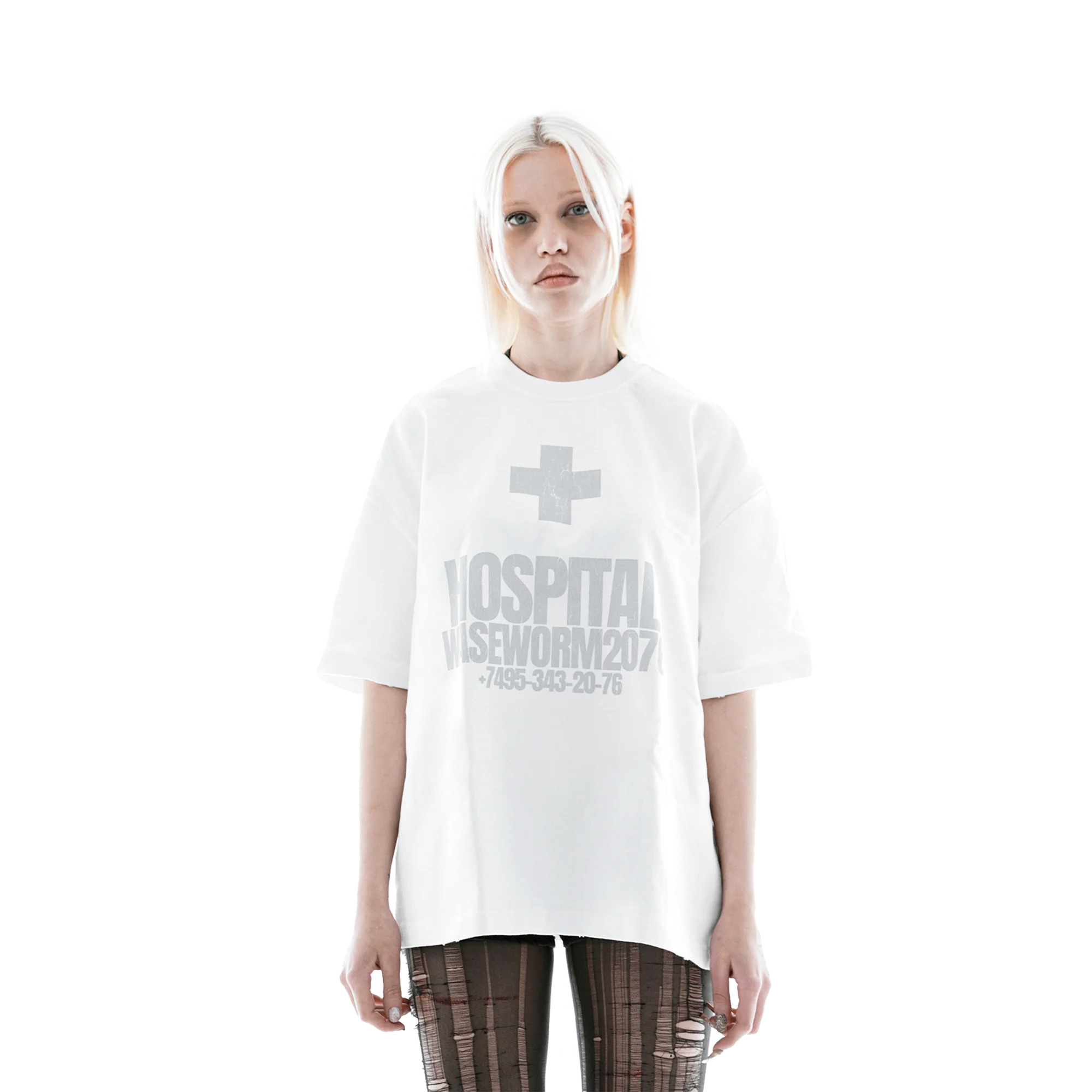 HOSPITAL GRAY T-SHIRT WHITE — фото 3