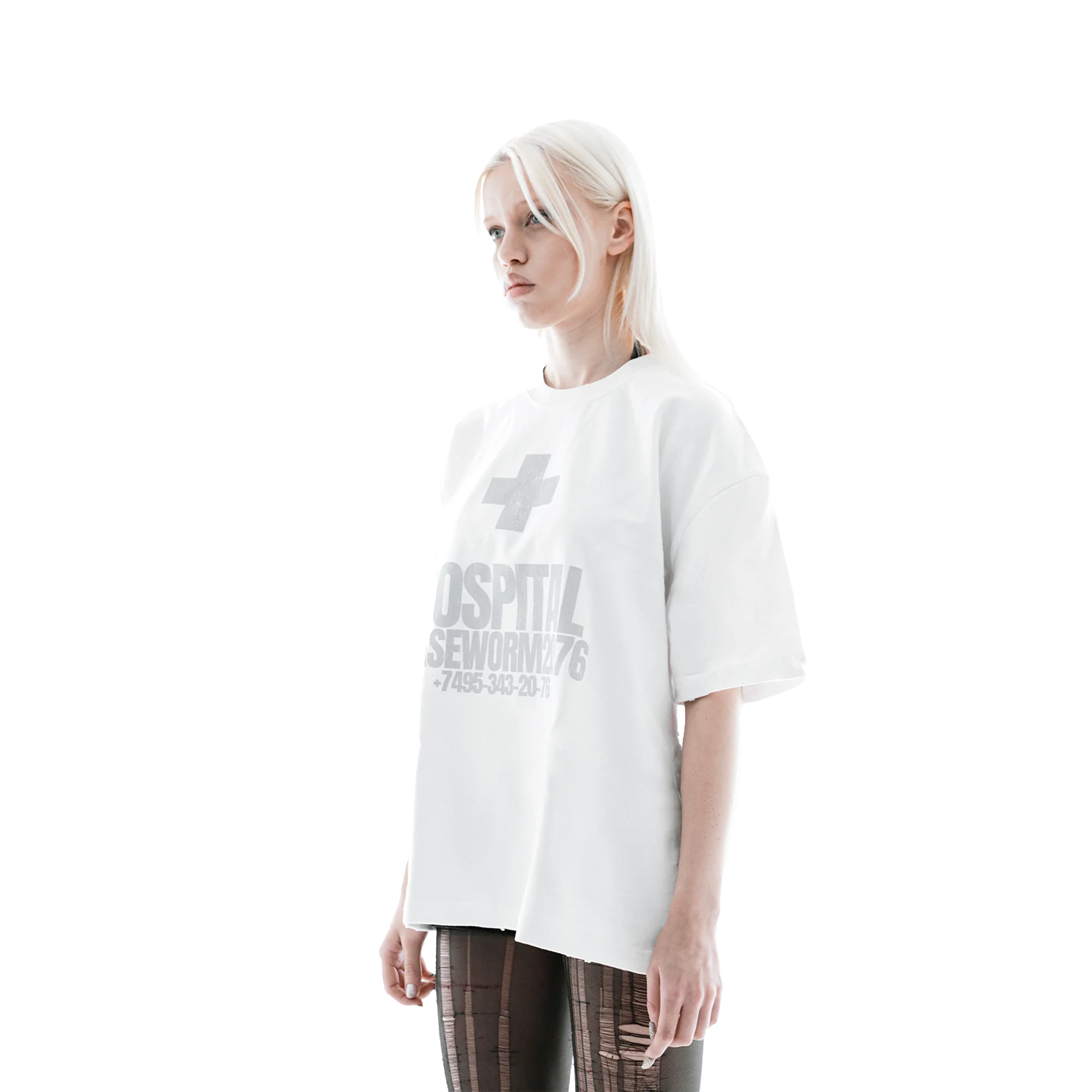 HOSPITAL GRAY T-SHIRT WHITE — фото 4