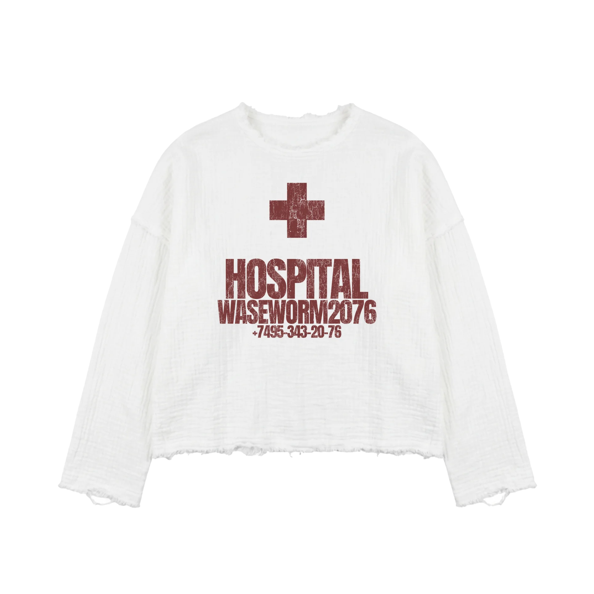 HOSPITAL LONGSLEEVE RED-WHITE — фото 1