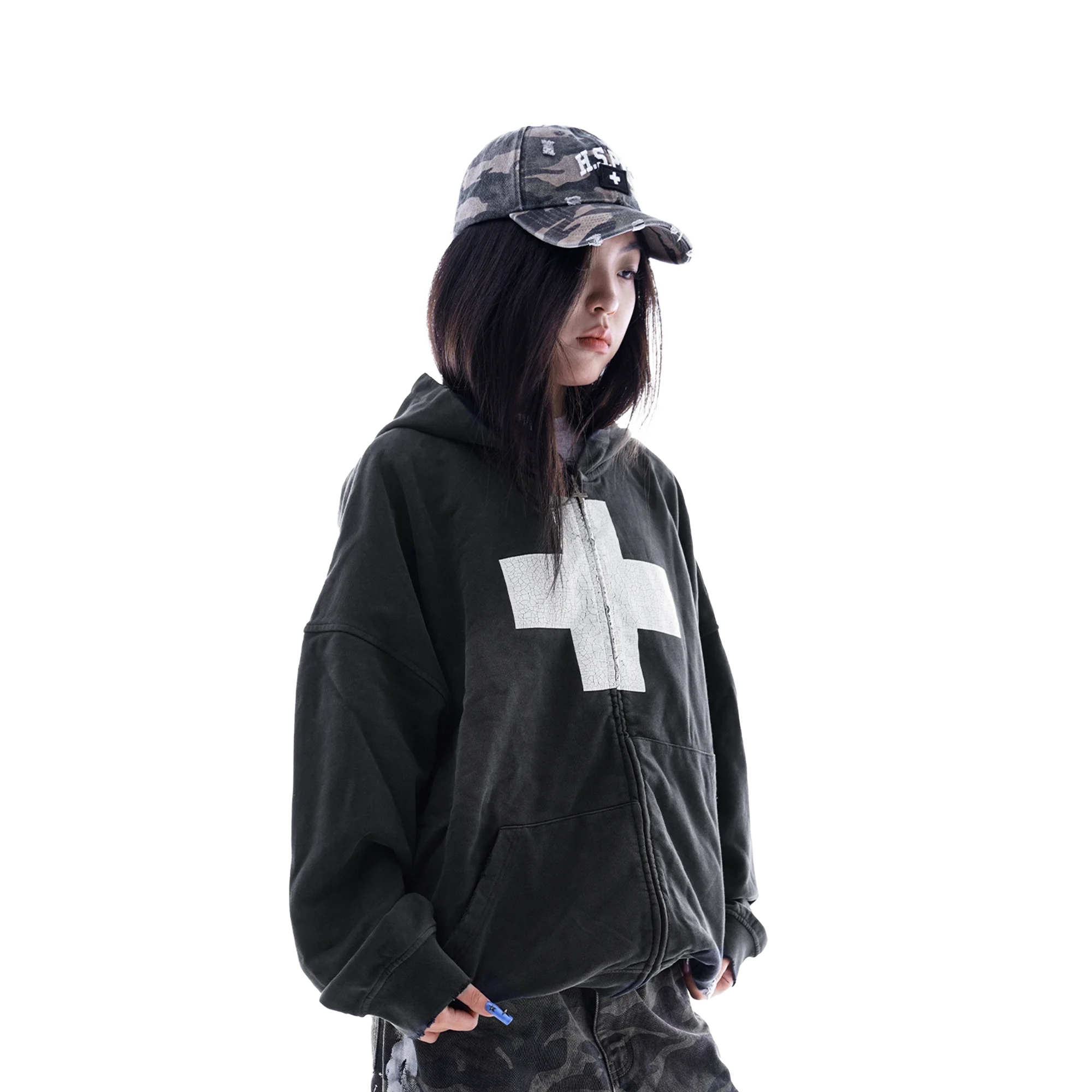 CRACKED ZIP-HOODIE — фото 4