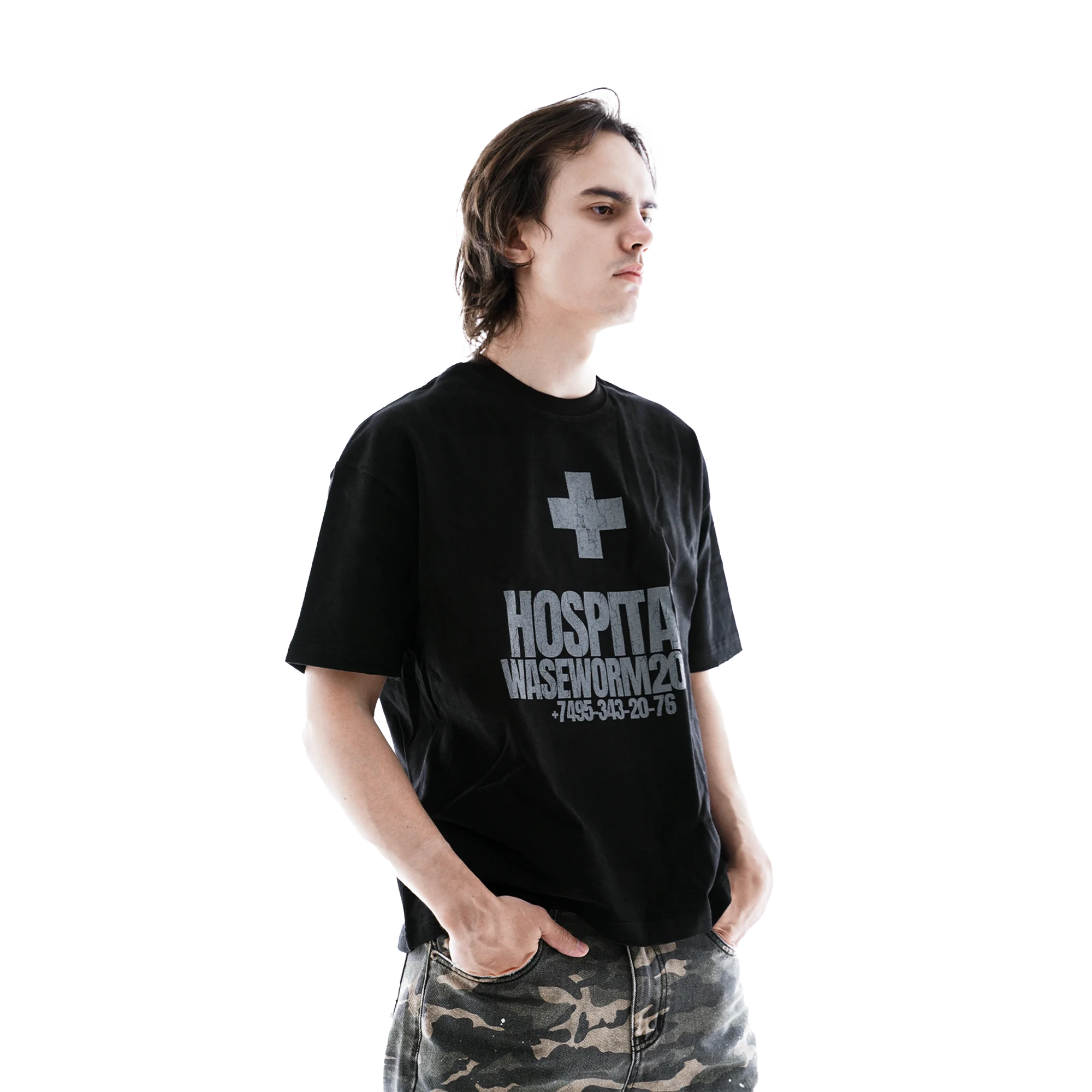 HOSPITAL GRAY T-SHIRT BLACK — фото 4