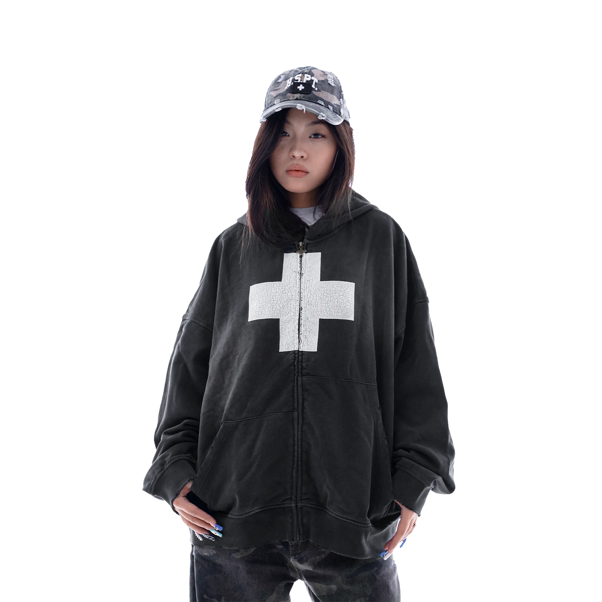 CRACKED ZIP-HOODIE — фото 3