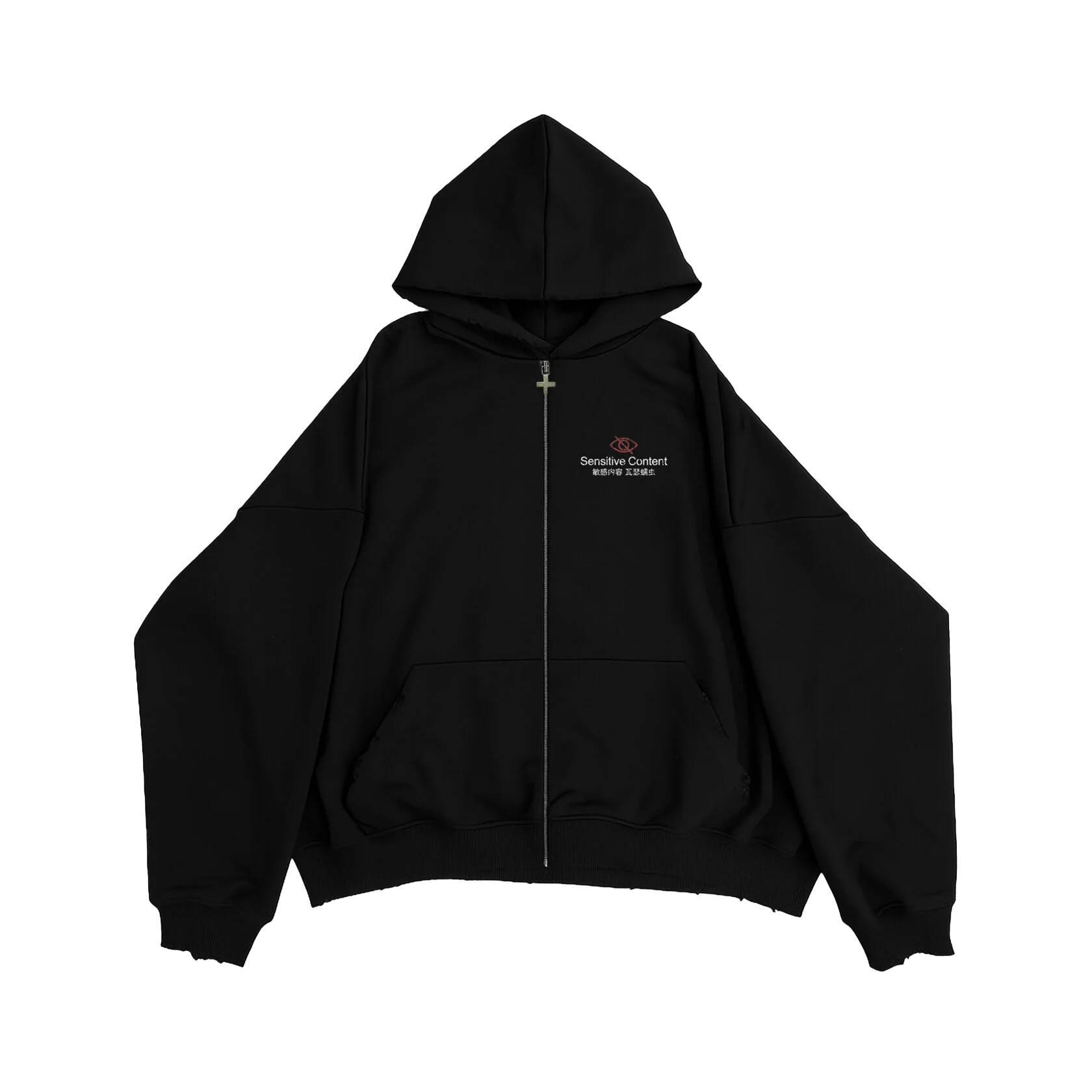 SENSITIVE ZIP-HOODIE BLACK — фото 1